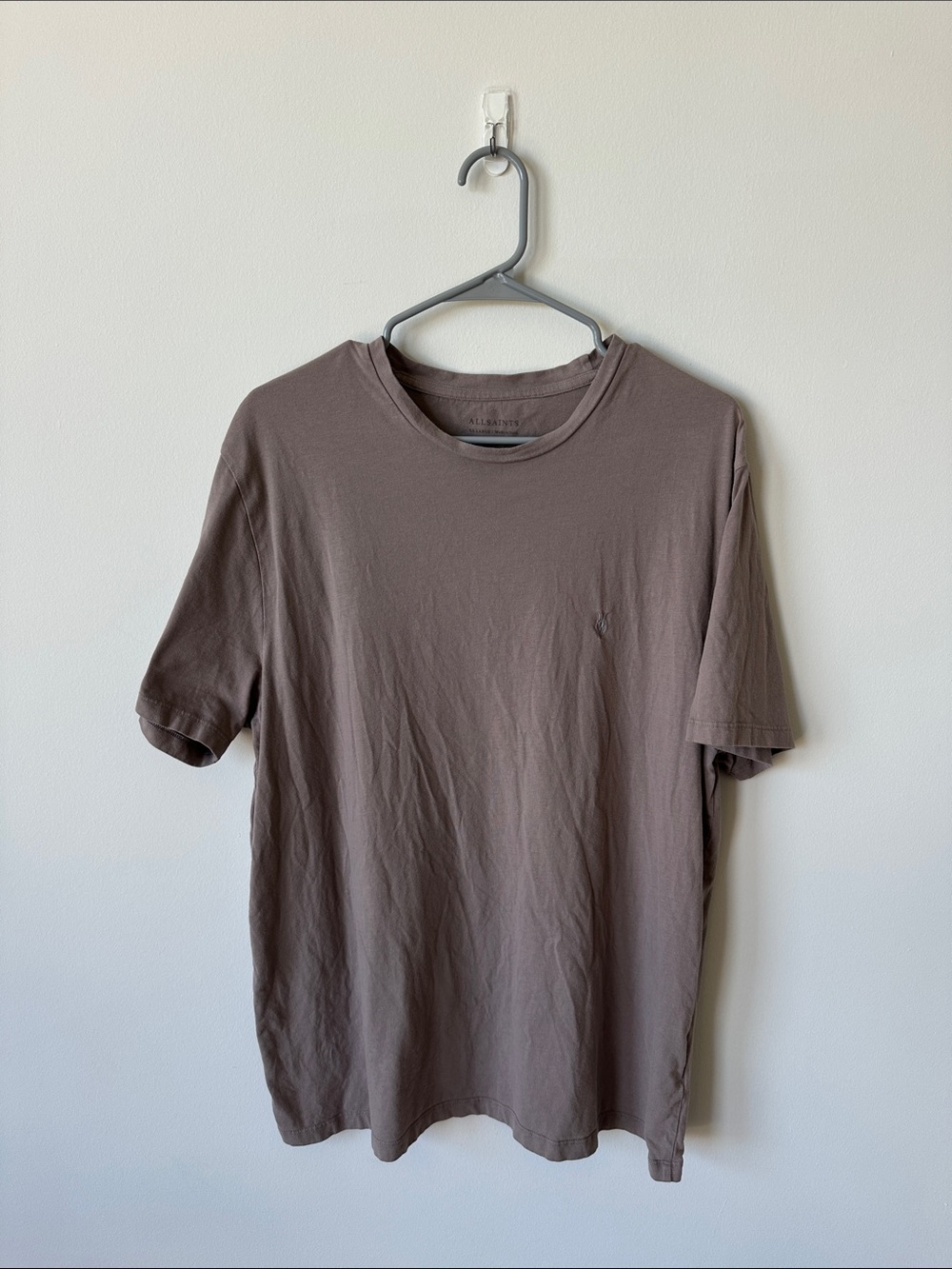 All Saints Short-Sleeve Crew T-Shirt in Taupe Brown